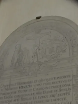 Plaque de la donation de Mathieu Heurtin dans l'Église Saint-Christophe de Cergy