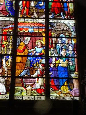 Vitrail Baie A : Le vœu de saint Louis dans la Cathédrale de Pontoise