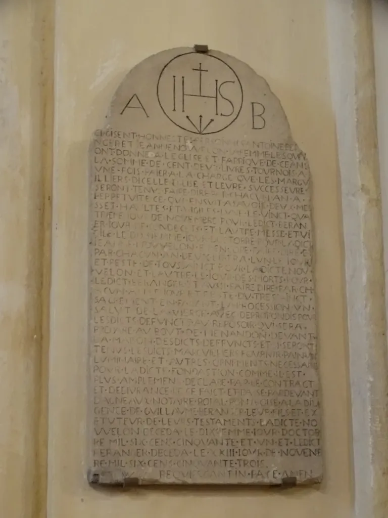 Plaque funéraire d'Antoine Béranger et d'Anne Nouvelon dans l'Église Saint-Christophe de Cergy