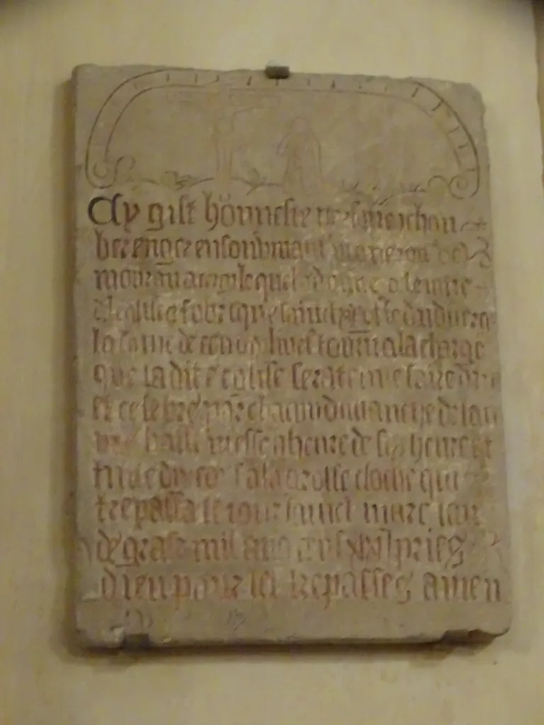 Plaque funéraire de Jehan Béranger dans l'Église Saint-Christophe de Cergy