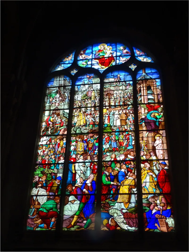 Vitrail Baie B : Le vœu de Pontoise dans la Cathédrale de Pontoise