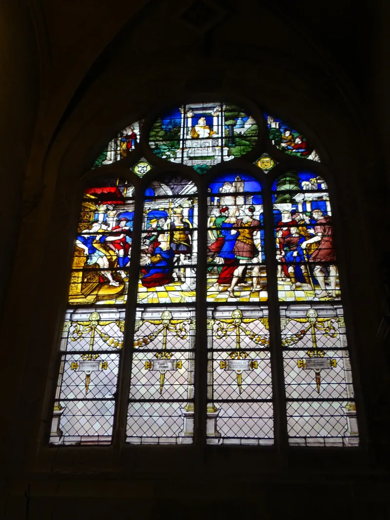 Vitrail Baie G : Suzanne et les Vieillards dans la Cathédrale de Pontoise